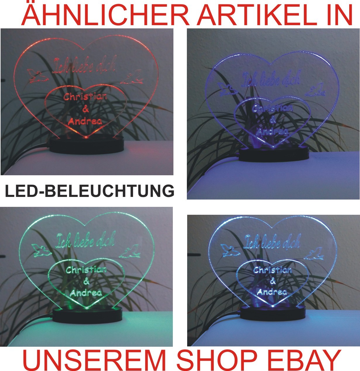 ACRYLGLAS HERZ ICH LIEBE DICH VALENTINSTAG GESCHENK DER LIEBE