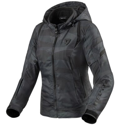Jacke Damen Motorrad Rev'It Flare 2 Ladies H2O Softshell Schwarz Grau TG 40