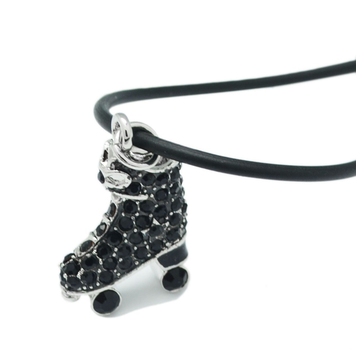 Boosin Kids Girls Pink & Silvertone Two Sided Skating Pave Ice Skate Pendant