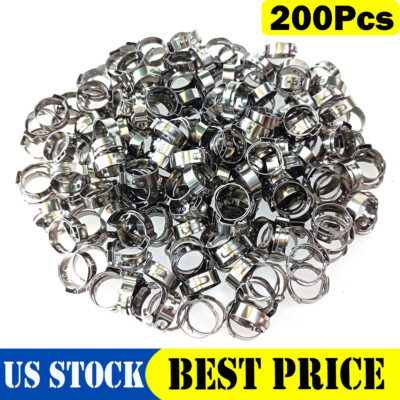 200Pcs 1/2'' PEX Clamp Cinch Rings Crimp Pinch Fittings 304 Stainless Steel