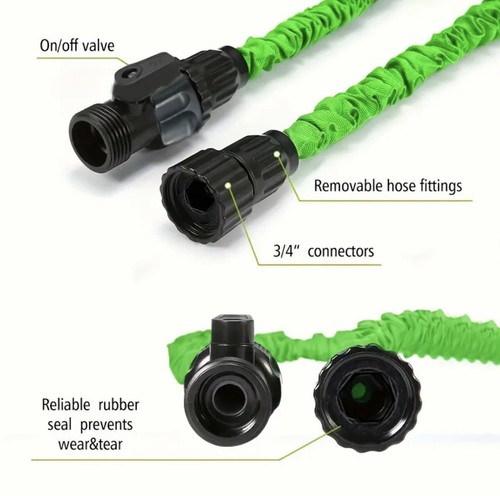 Water Hose 100Foot (30m) Expandable Flexible Garden w/ Spray Nozzle 100 Ft Feet