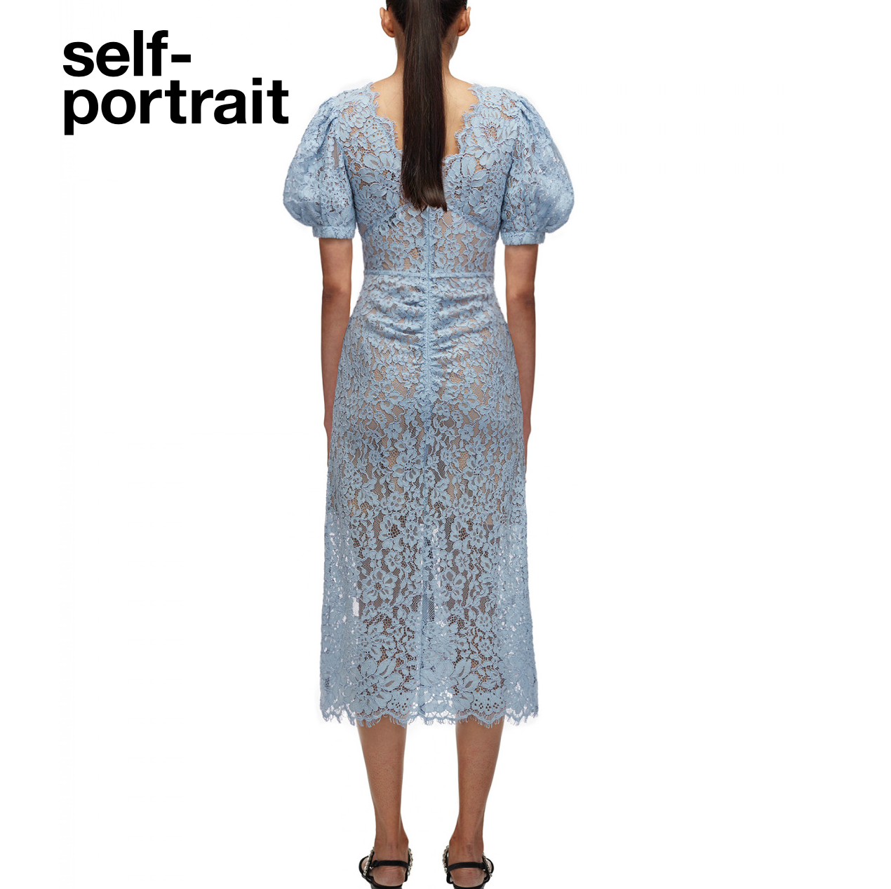 Pre-owned Self-portrait Baby Blue Light Camellia Cocktail Dress