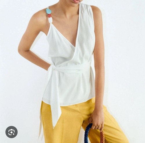 NWT ZARA beaded oyster white top XS 1971/081/251 | eBay