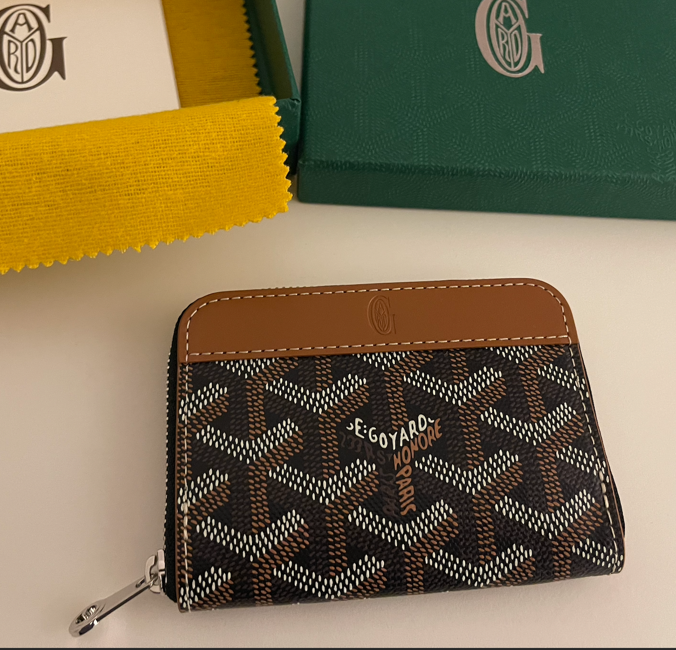 Goyard, Accessories, Goyard Logo Canvas Zipper Wallet With Original Box  And Papers Authentic