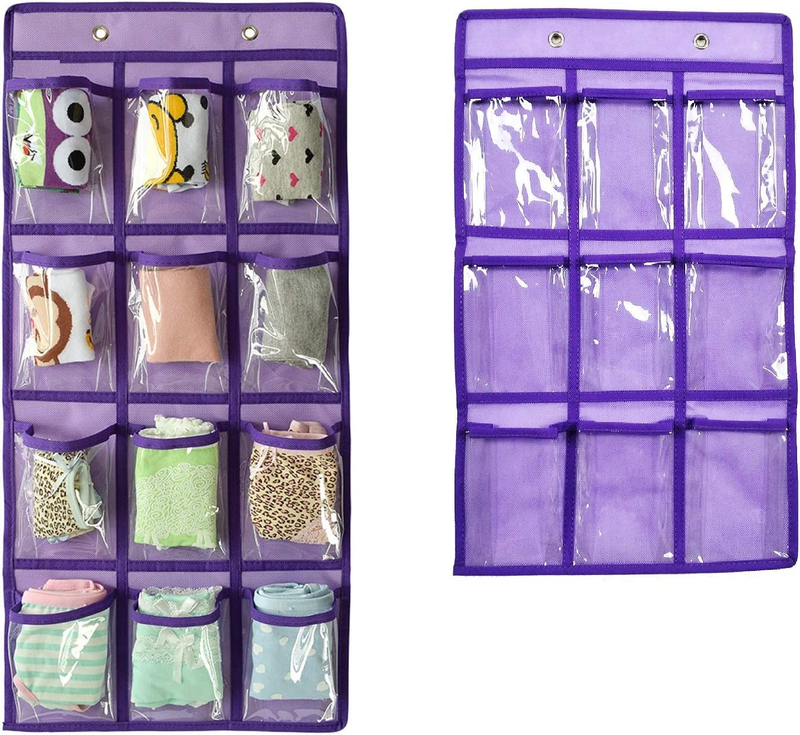 Hanging Closet Underwear Sock Storage over the Door Jewelry Organizer Clear Pock