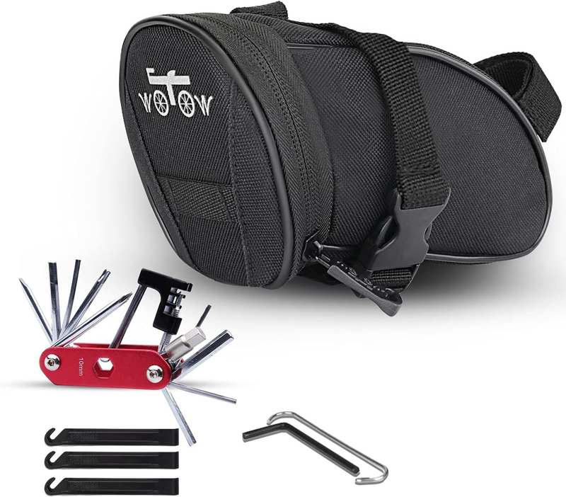 Bike Repair Tool Kit & Bike Saddle Bag, 14 in 1 Bike Chain Tool Hex Key Wrench M
