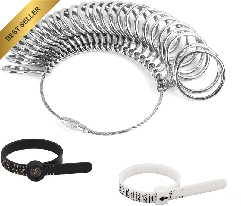 3 Pcs Ring Sizer Measuring Tool - Precision Ring Sizer Measuring Kit for US & Eu