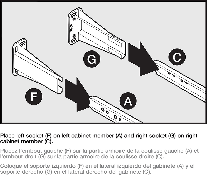 D688SEC-W-TX Face-Frame Socket Set for Bottom Mount Drawer Slides, White