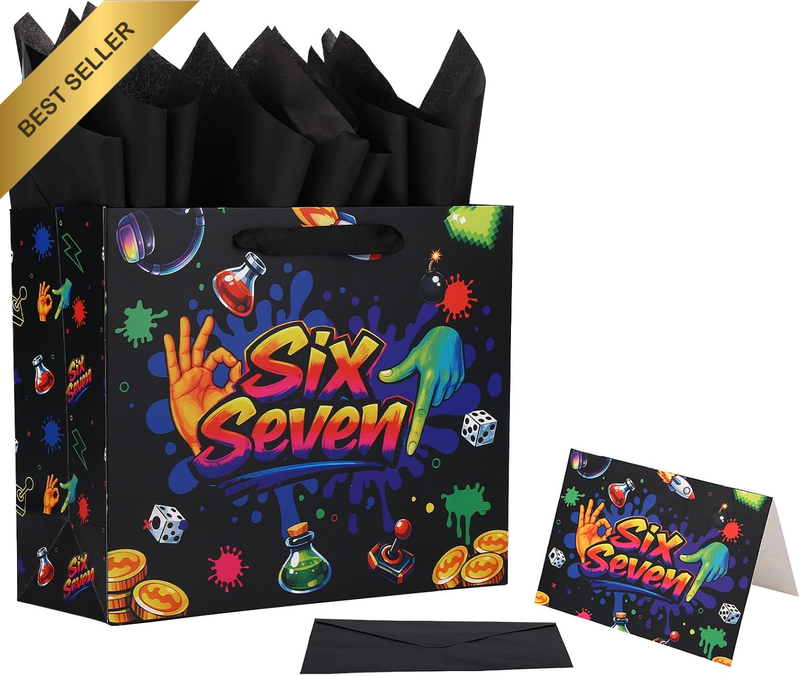 67 Party Gift Bag Set, 67 Birthday Party Favor Bags with Envelope Tissue Paper &
