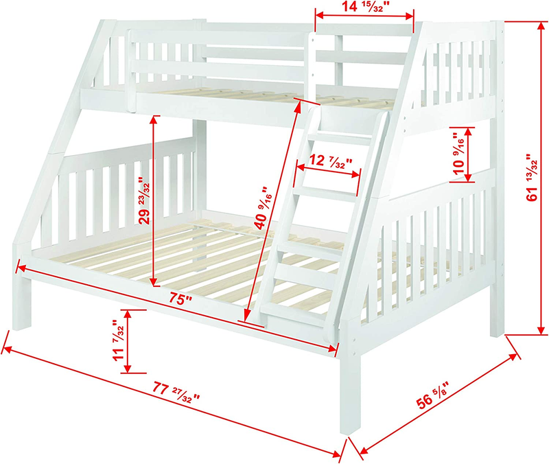 Austin Mission Twin over Full White Bunkbed