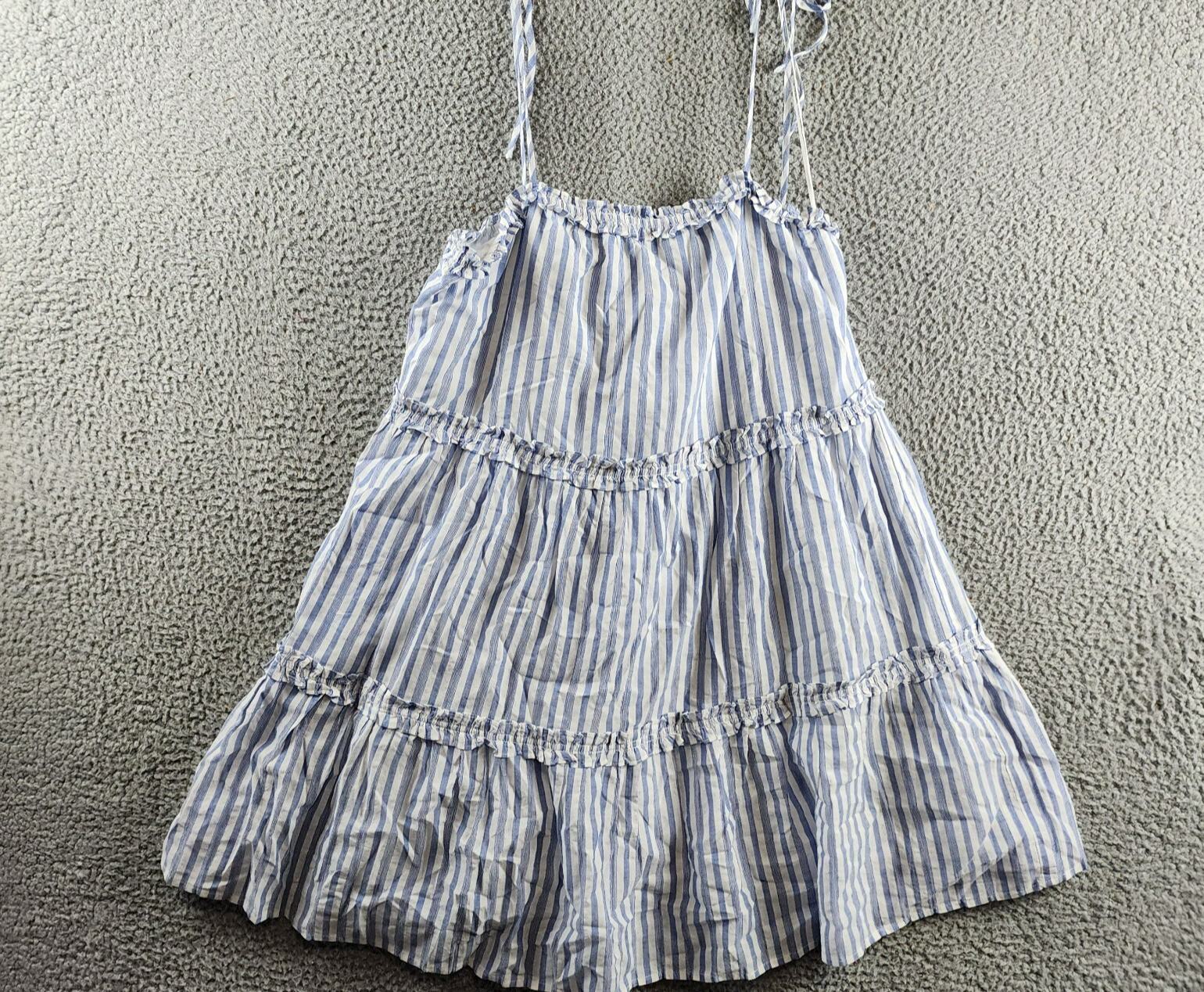 Rails Caralyn Stripe Ruffle Trim Dress Women's M White/Blue Shoulder Tie Closure - Picture 2 of 15