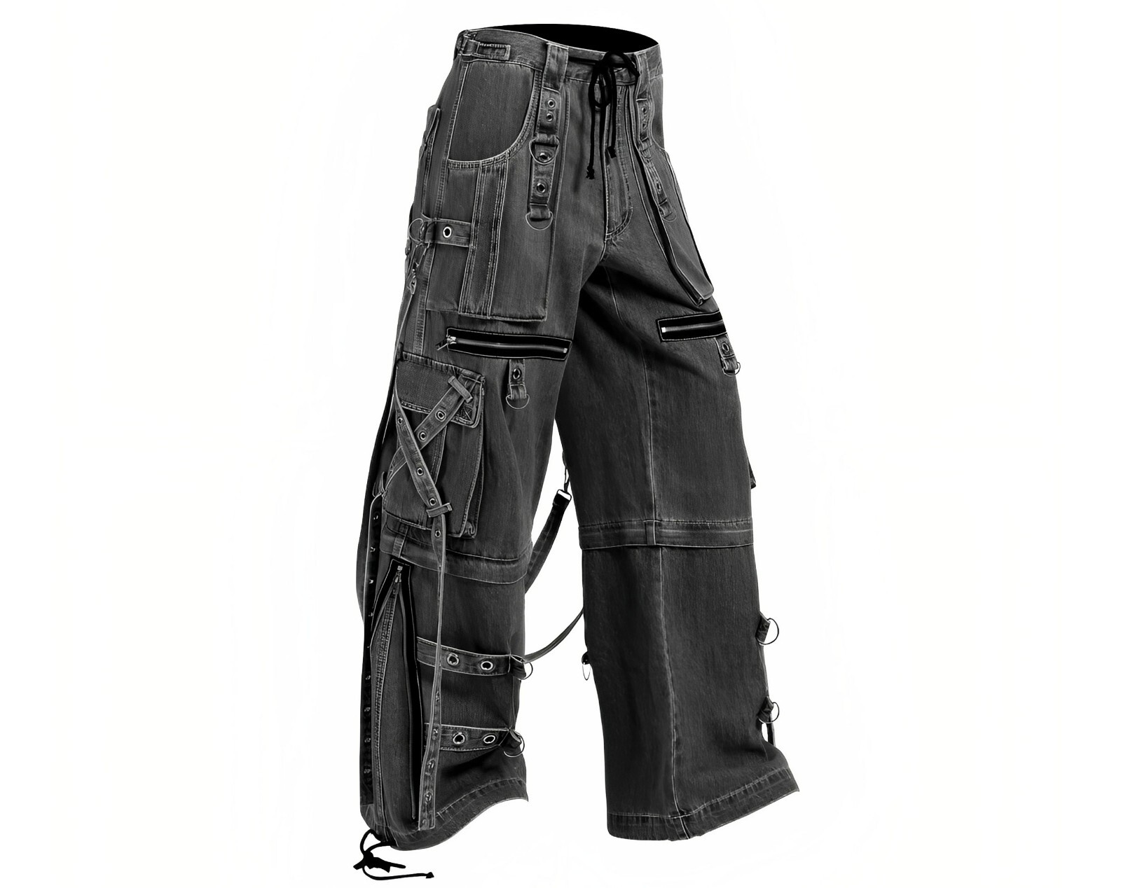 Unisex Grey X Strap Denim Pants, Grey Tripp Prs Pants Raver Unisex Grey X Strap Denim Pants, Grey Tripp Prs Pants Raver