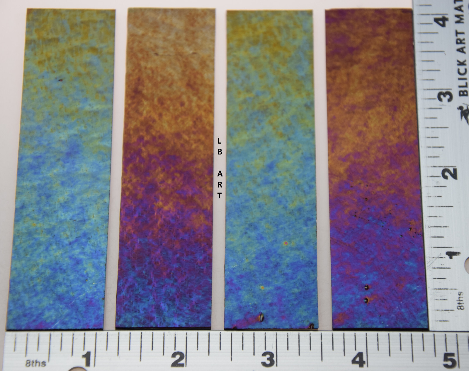 1105.31 - 1" x 4" - 4 IRIDIZED DEEP PLUM BULLSEYE 3mm THICK GLASS 90 COE