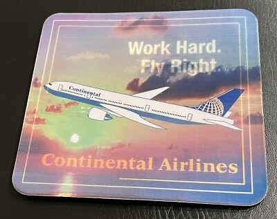 Vintage Continental Airlines Work Hard. Fly Right... 3D Holographic Mouse Pad