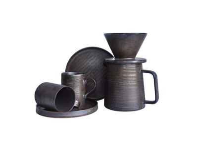Handmade Stoneware Pour Over Drip Coffee Maker & Cups Set, Coffee Brewer Drip...