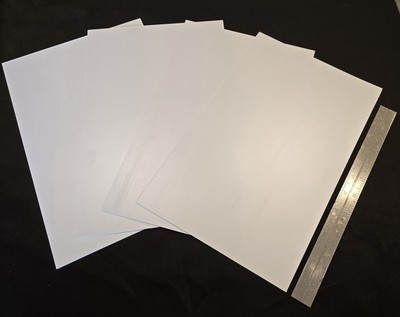 WHITE POLYSTYRENE PLASTIC SHEET .040'' 8.5'' X 13'' (4PCS) THERMOFORMING MODELS