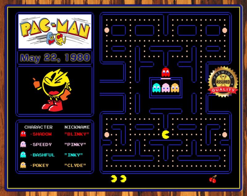 Pac-Man - Release Date 1980 - Rare - Metal Sign