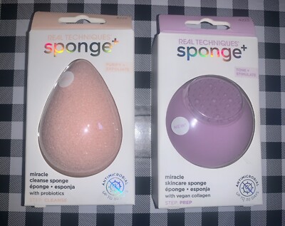 2X Real Techniques Sponge+ Miracle Skincare, Miracle Cleanse Sponge Tone Purify