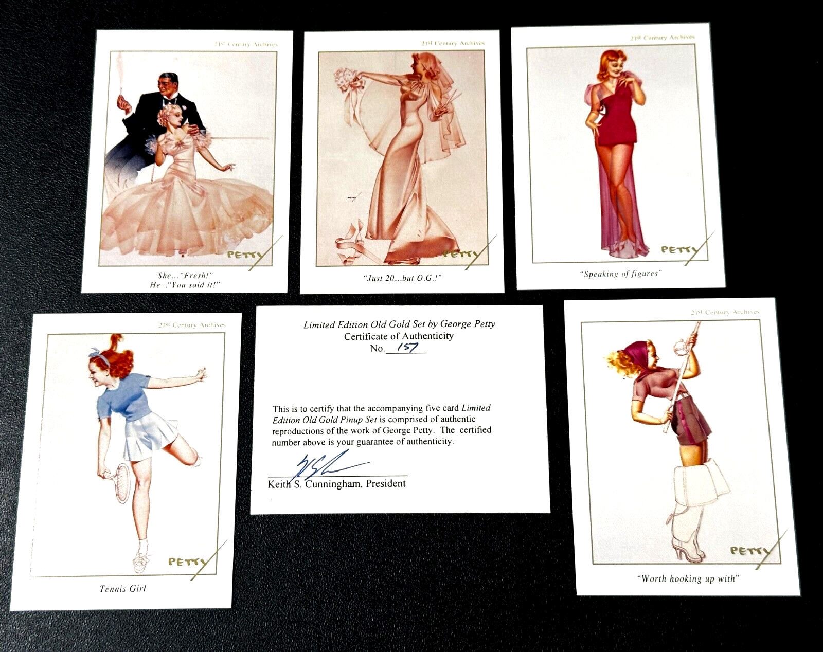 1995 The Petty Girl: Old Gold Ltd Ed Card Set LE1-LE5 w/Cert of