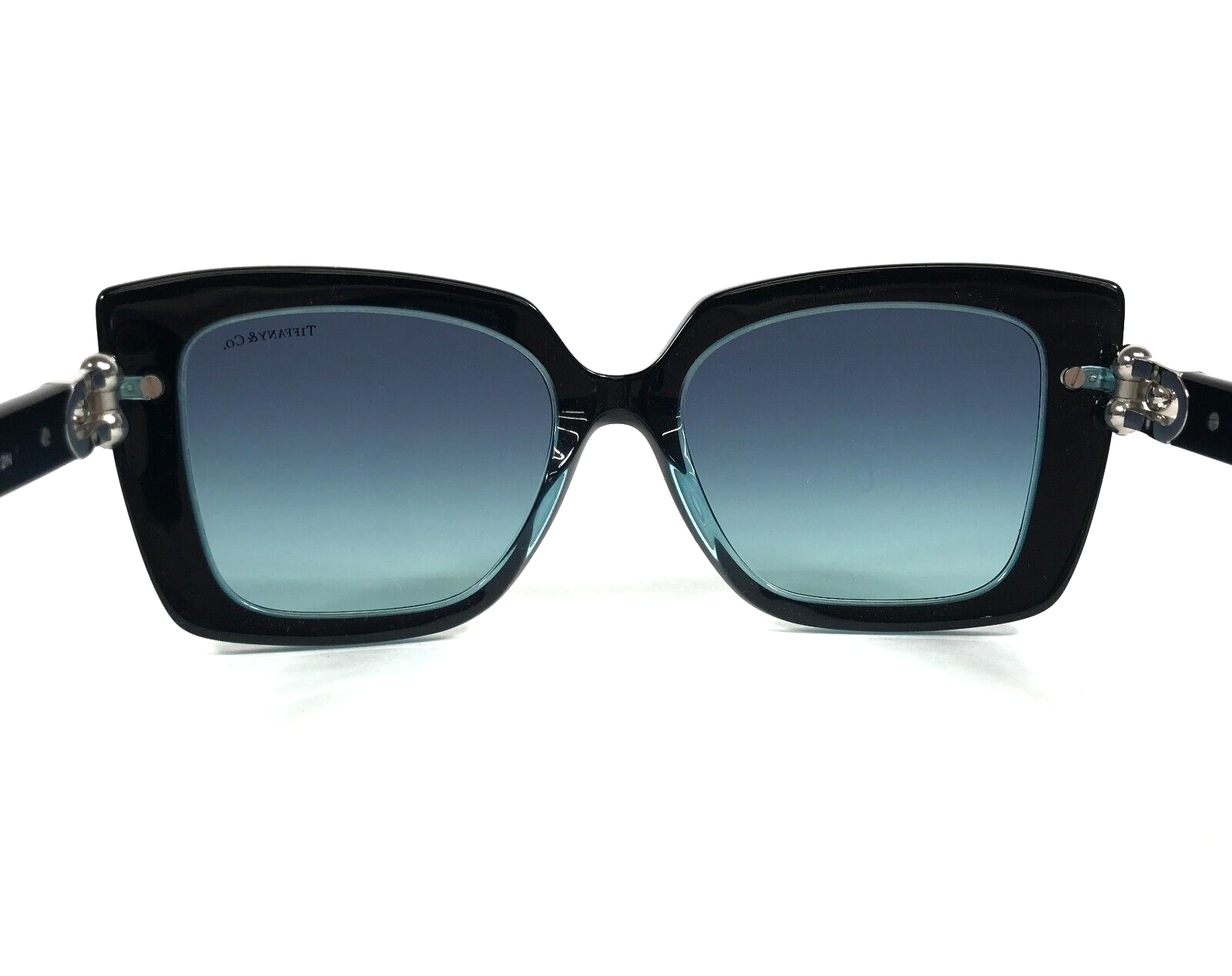 Pre-owned Tiffany & Co . Sunglasses Tf4199 8285/9s Black Crystal Tiffany Blue W/ Azure Blue