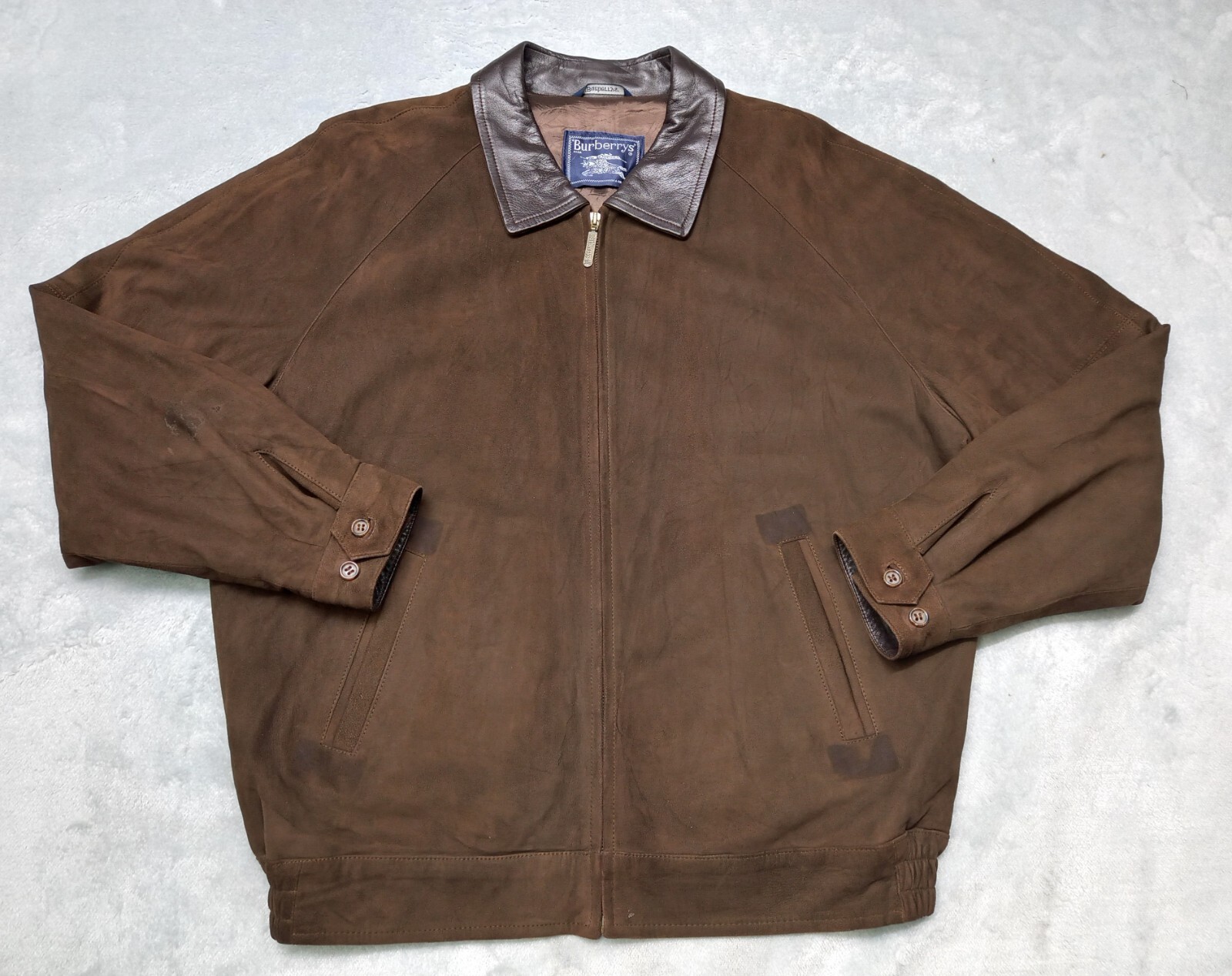 Vintage 80s BURBERRY's Logo Bomber Jacket coat SUEDE LEATHER