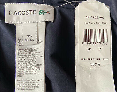 NEU Jacke LACOSTE 7 XXL 2XL XL Herren Blau SH4721 Wendejacke Übergangsjacke