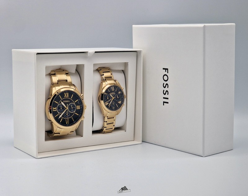 Fossil Geschenkset Bq2400set Partnerset His & Hers Herren + Damen Uhr Goldfarben