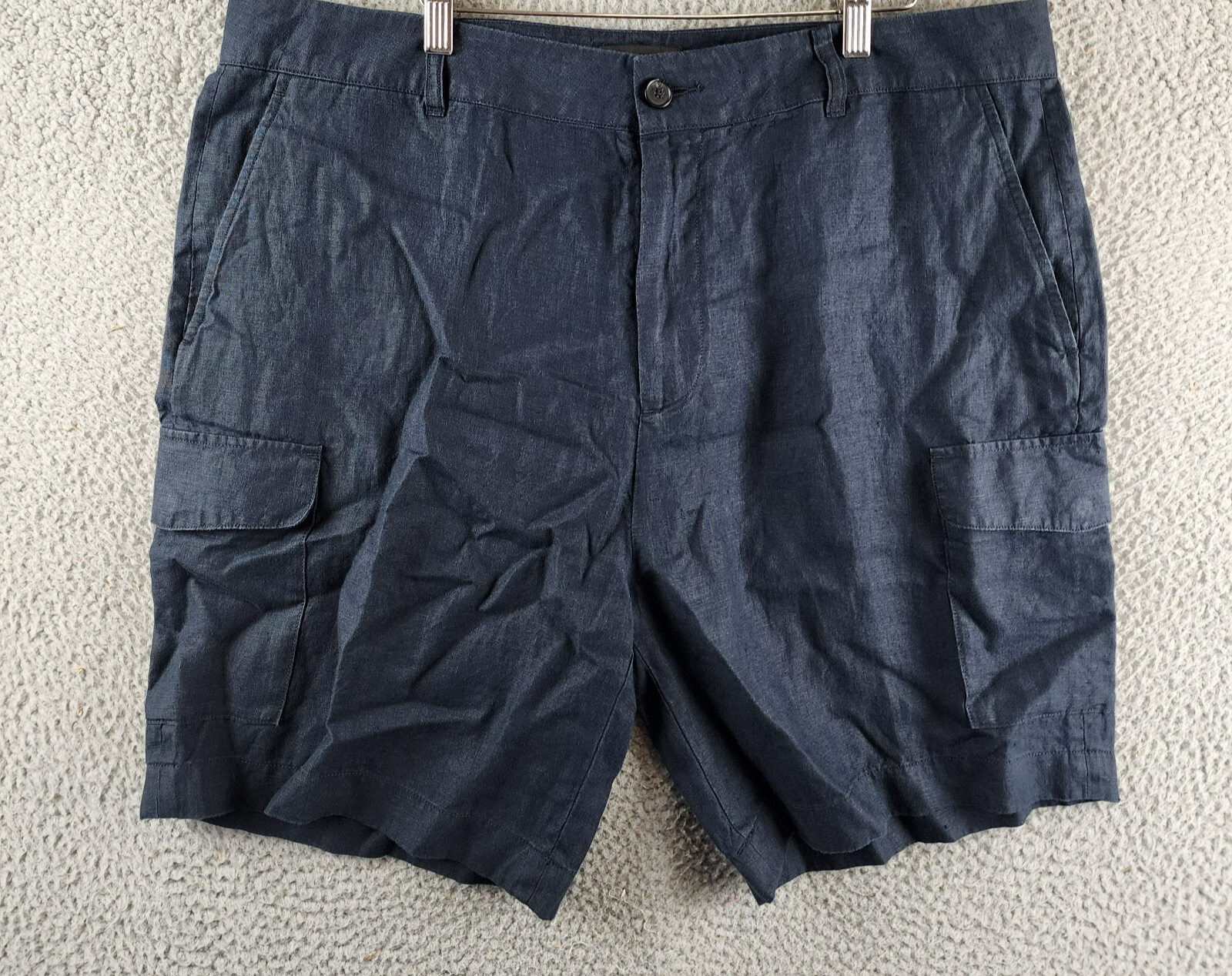 Vince Garment-Dyed Hemp Cargo Shorts Men's 38 Coastal Blue Button Zip Closure - Picture 2 of 15