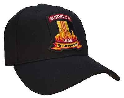 TET Offensive Hat Black Ball Cap TET OFFENSIVE SURVIVOR 1968
