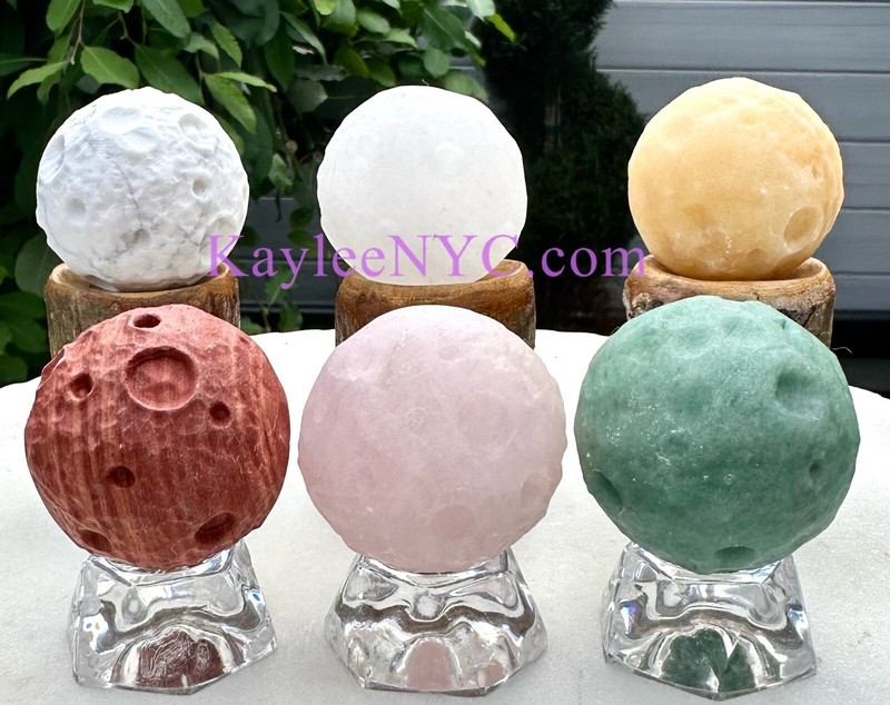 Wholesale Lot 6 Pcs 40mm Natural Crystal Moons Healing Energy