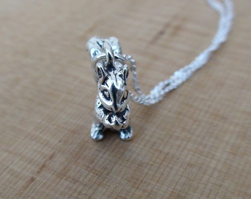 FashionJunkie4Life Sterling Silver 3D Squirrel Charm with 18" Chain