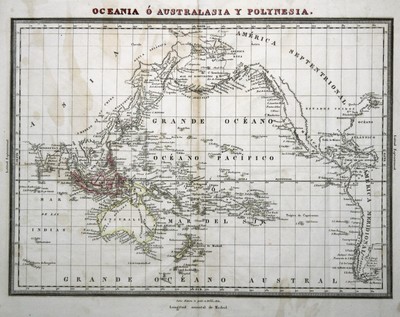 AUSTRALIEN PAZIFIK Original Kupferstich Landkarte Alabern 1831