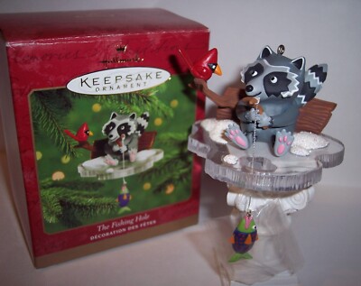2000 The Fishing Hole Hallmark Keepsake Ornament Fox and Red Bird Fishing