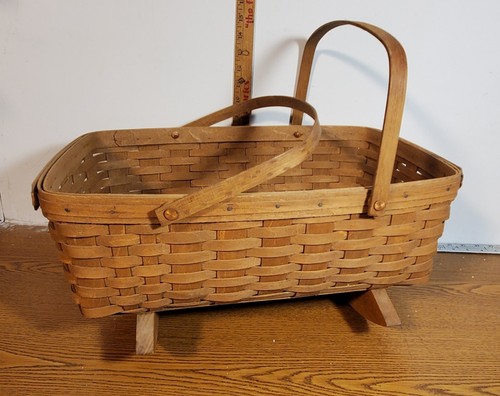1985 Longaberger Rocking Cradle Baby Doll Bassinet Basket 19