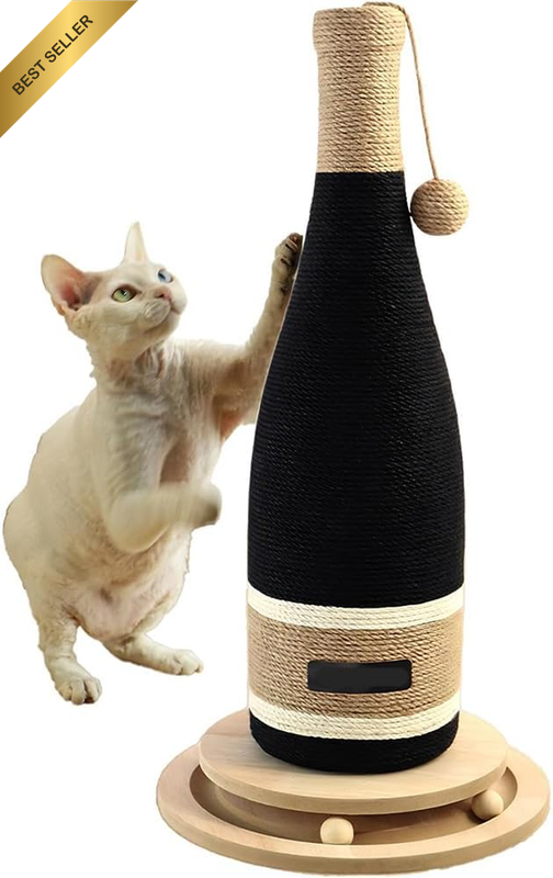Cat Scratching Post Sisal Wine Bottle Design Hanging Ball | Natural Sisal Surfac