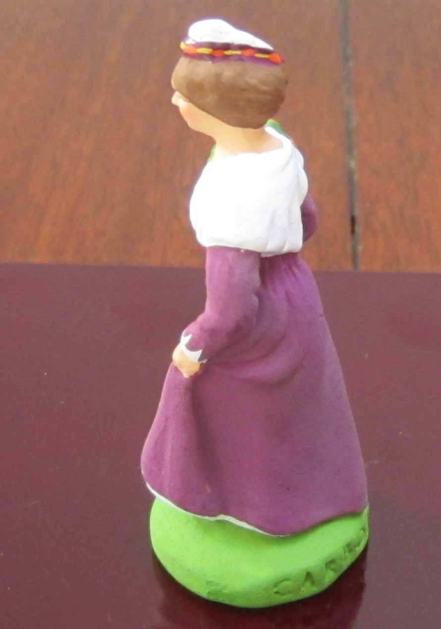 New Carbonel French Nativity santon #2 woman from Arles with flower bouquet