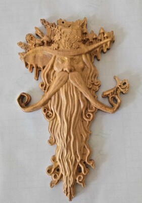 wood carved face old man tree spirit wooden wall art decor mushroom home gift