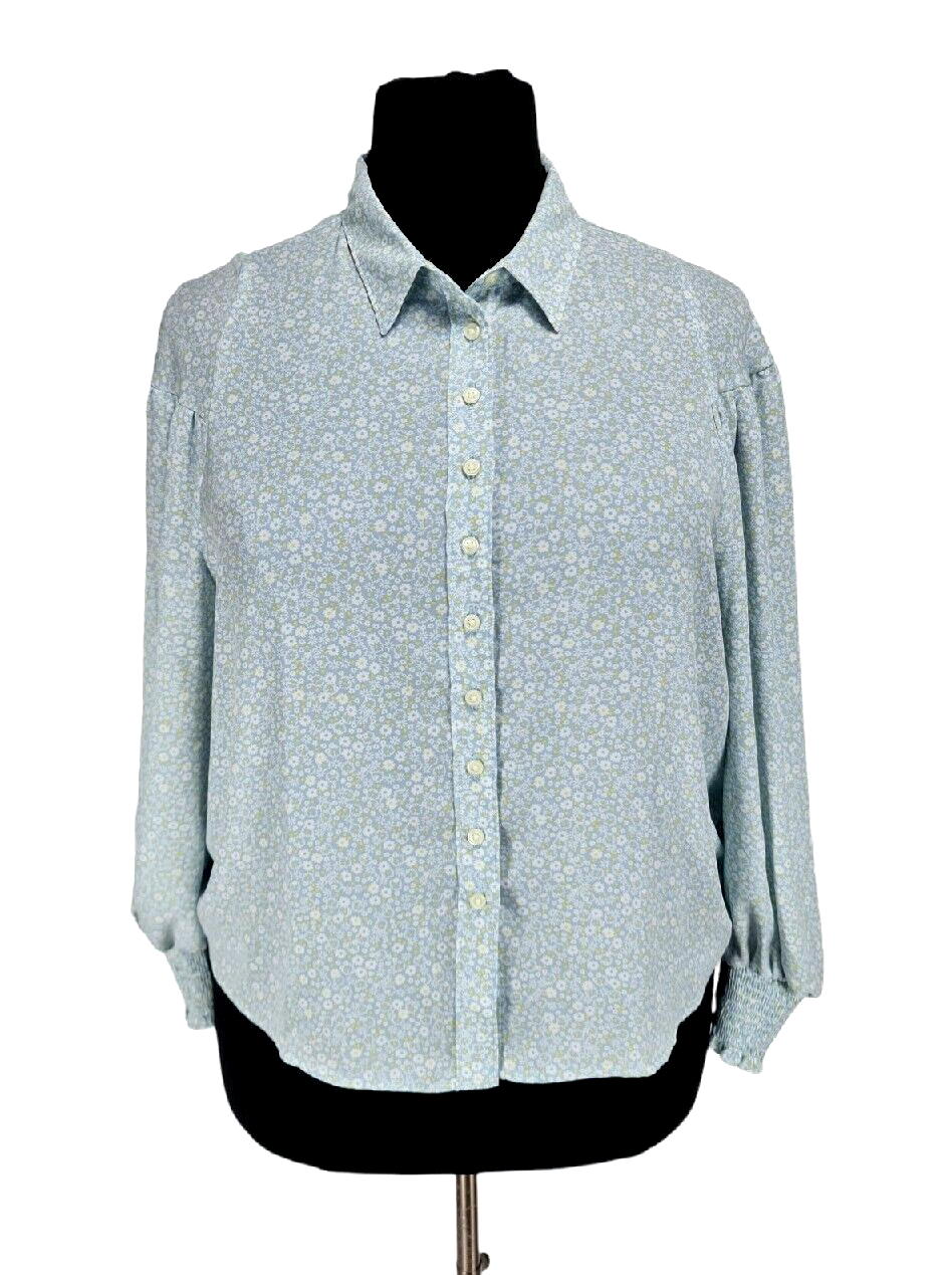 LEVI'S Women Size XXL Button Up Paislee Blouse Blue Floral