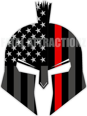 American Flag Red Spartan Vinyl Sticker Decal trojan warrior firefighter thin