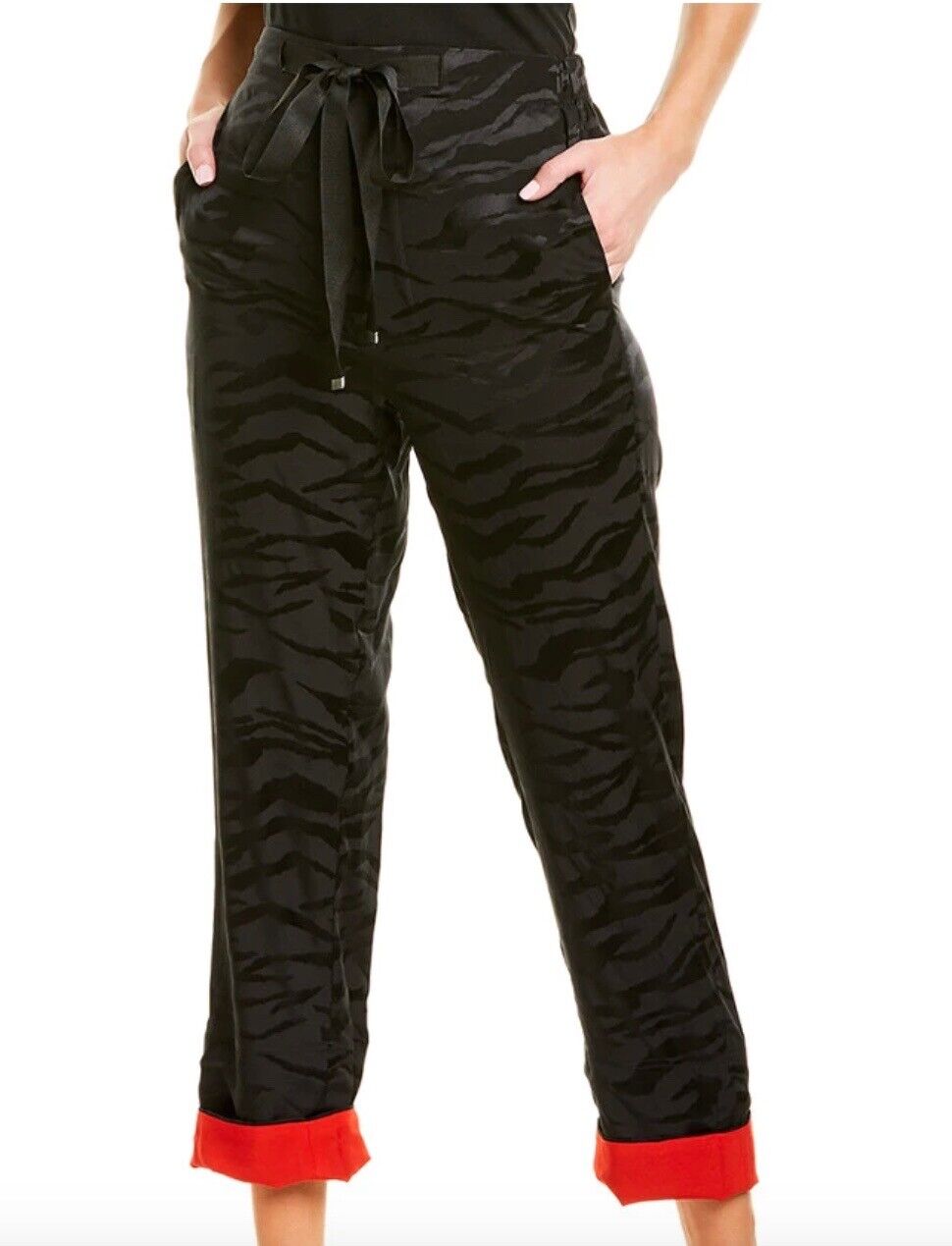 Zadig & Voltaire Pop Jacquard Tigre Silk Pants Black Size Zadig & Voltaire Pop Jacquard Tigre Silk Pants Black Size