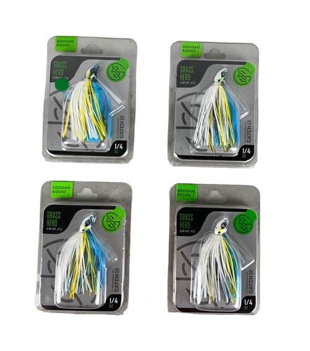 НОВАЯ Лот 4 Googan Squad Grass Hero Swim Jig 1/4 Oz Сексуальная Рыболовная Приманка Shad Blue