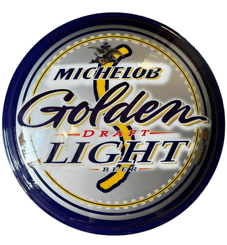 Vintage 1999 Michelob Golden Draft Round Corded Lighted Beer Sign 16” Diameter