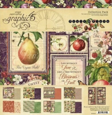 Graphic 45 *FRUIT & FLORA* 12x12 Paper COLLECTION PACK w/Stickers 2020