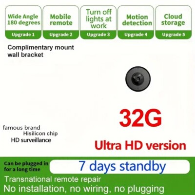 Ultra HD Mini Spy Cam, Long Life Battery Powered, Connected To Wifi, 32 GB