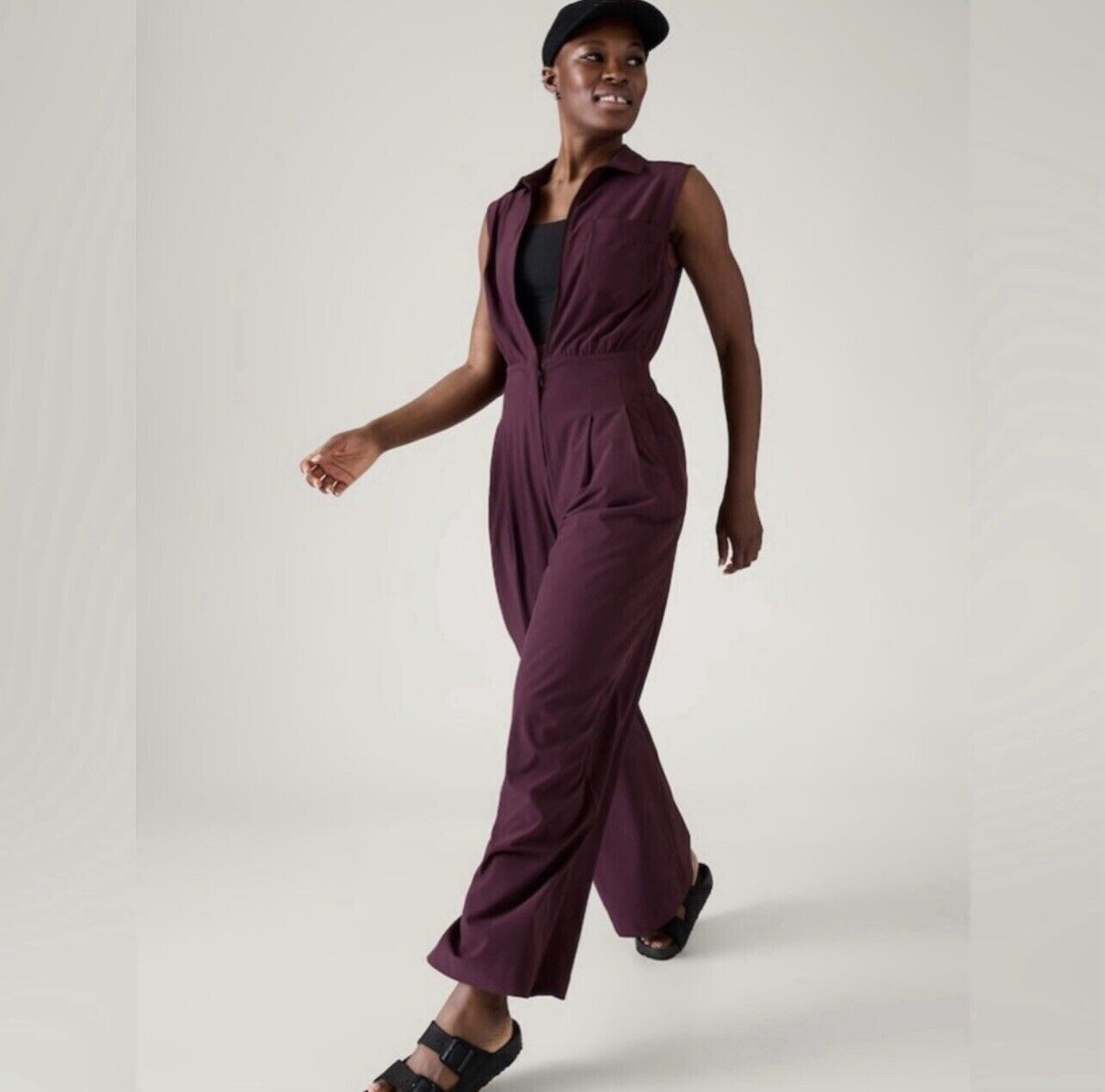 Комбинезон с широкими штанинами ATHLETA Brooklyn Heights 0 Petite | Spiced Cabernet NEW