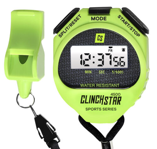 Stopwatch Digital Sports Timer and Whistle Set Waterproof; Swimming Marathon 