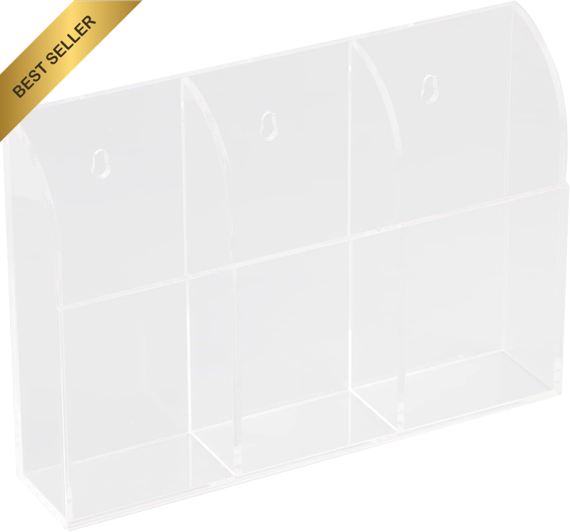 1-3 Case Acrylic Transparent Storage Box Wall-Mountable Edges for Remote Control