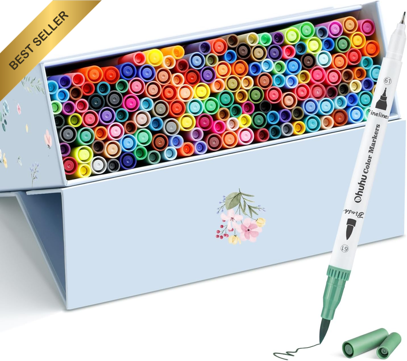 160 Colors Dual Tip Water Based Brush Fineliner Markers Set Calligraphy Sketch