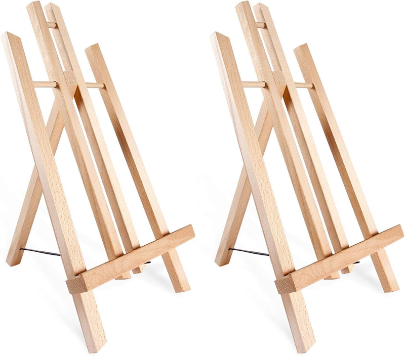 Tabletop Art Easel Set, 14" Tall Display Stand A-Frame Mini Wood Painting Easel