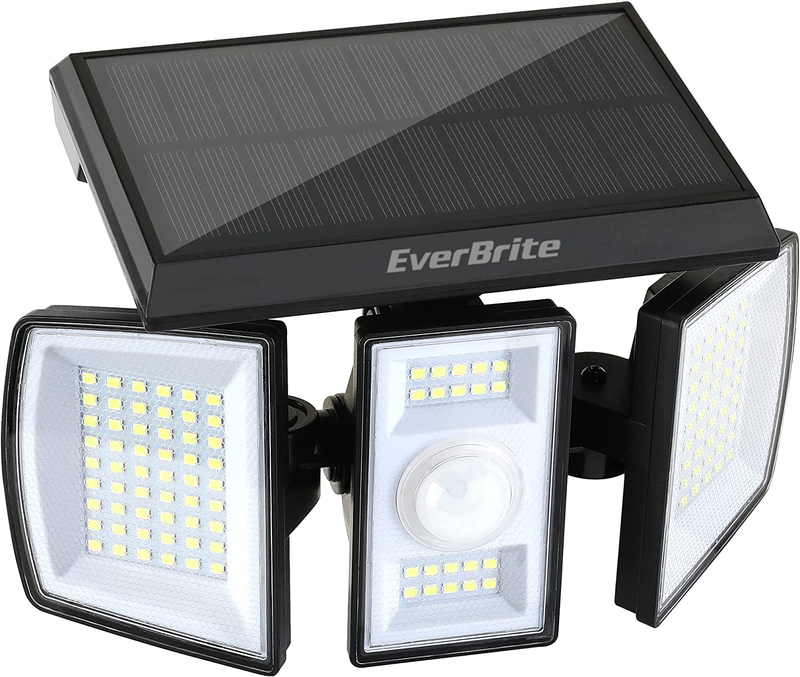 Everbrite Solar Outdoor Lights, 128 LED 7000K Solar Motion Sensor Lights, 3 Head
